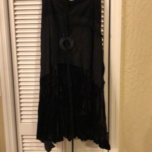Long black velvet skirt